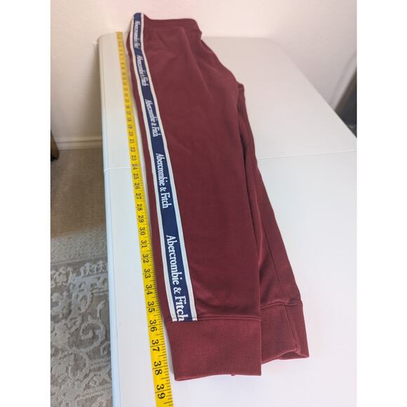 Abercrombie & Fitch Red Jogger Fleece Logo Side Stripe Sweatpants Men L Lounge - Picture 12 of 15